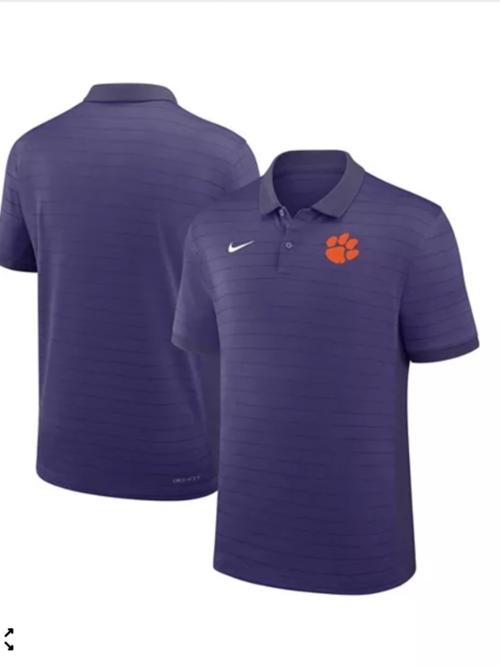 Clemson Nike Dri-Fit Sideline Victory Stripe Polo - Team Issue - NEW